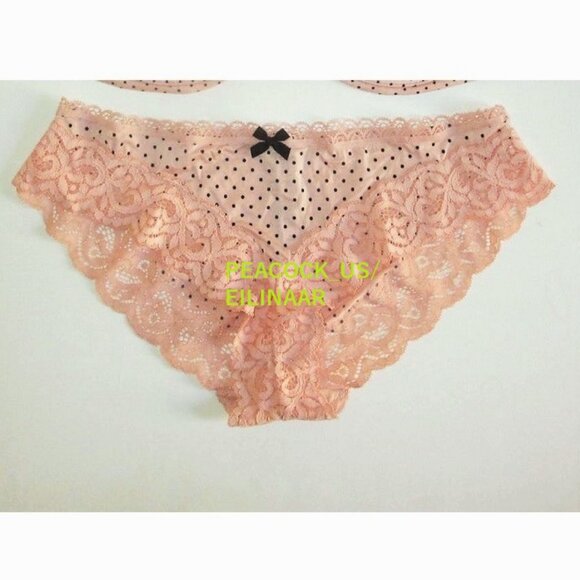 38DD/XL Victoria's Secret Body by Victoria Lined Demi Bra Set Bikini Peach Dot - Picture 5 of 11